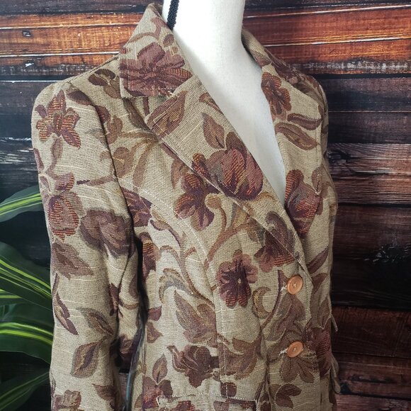 NWOT Havana Jacks Cafe Blazer 10 Tapestry Jacket Beige Floral Vintage Guatemala - Picture 5 of 11